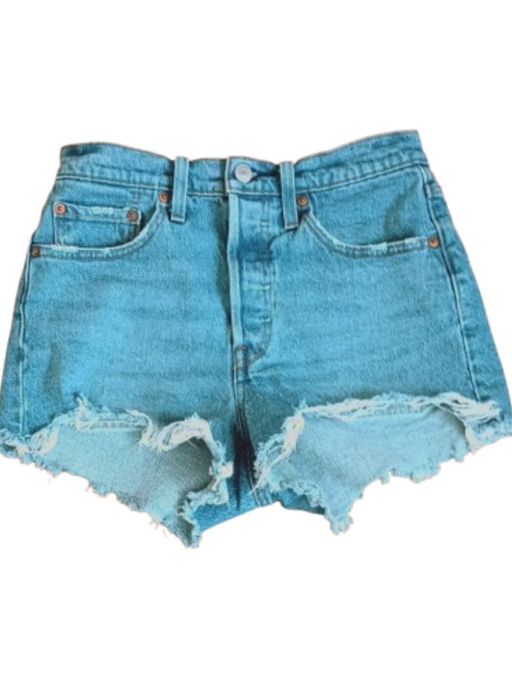 Levi's 501 Button Fly Cut Off Shorts 26 Women's High-Rise Medium Wash Denim